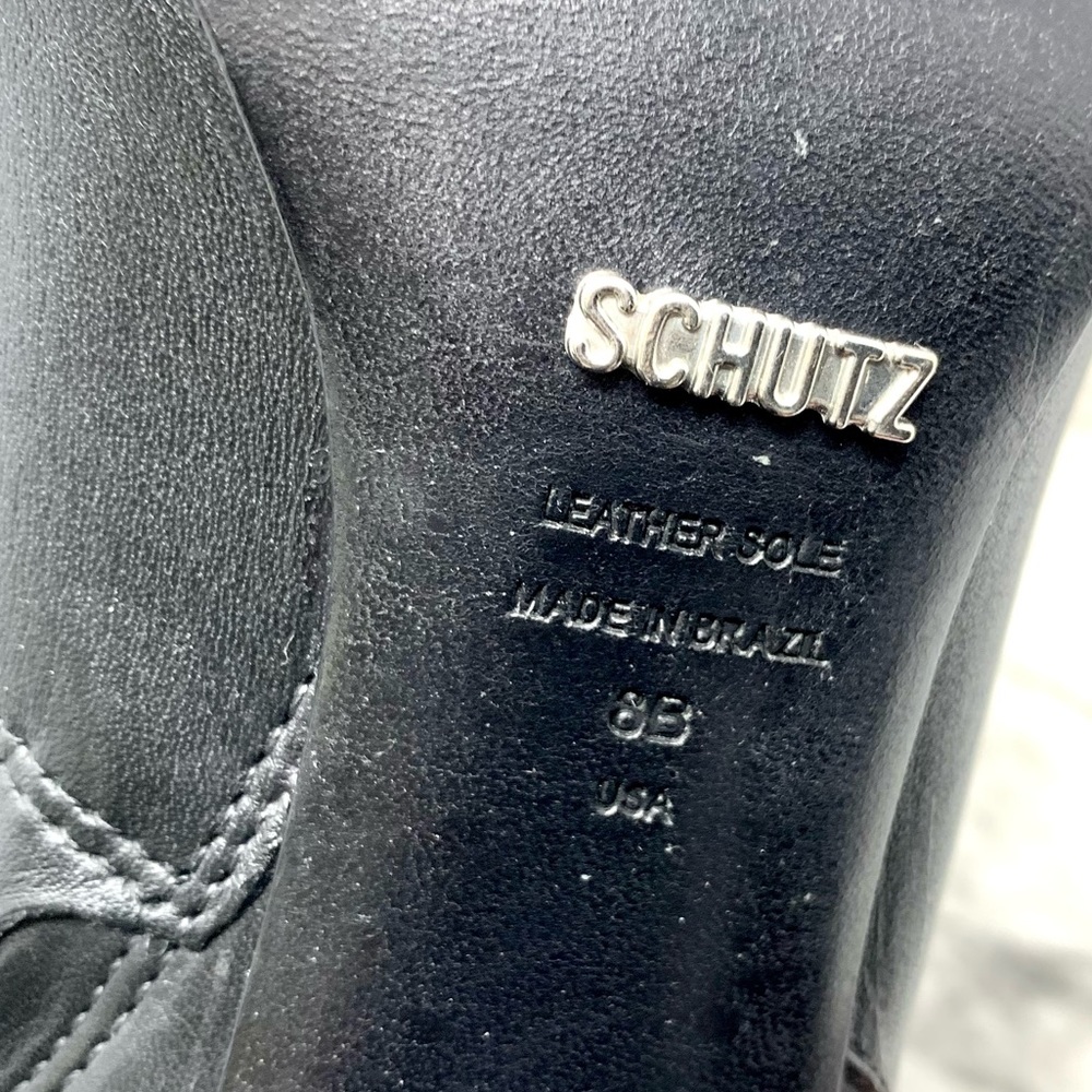SCHUTZ Namil Buckle Detail Leather Booties 8 Minimalist Sleek Neutral Classic - Picture 11 of 14